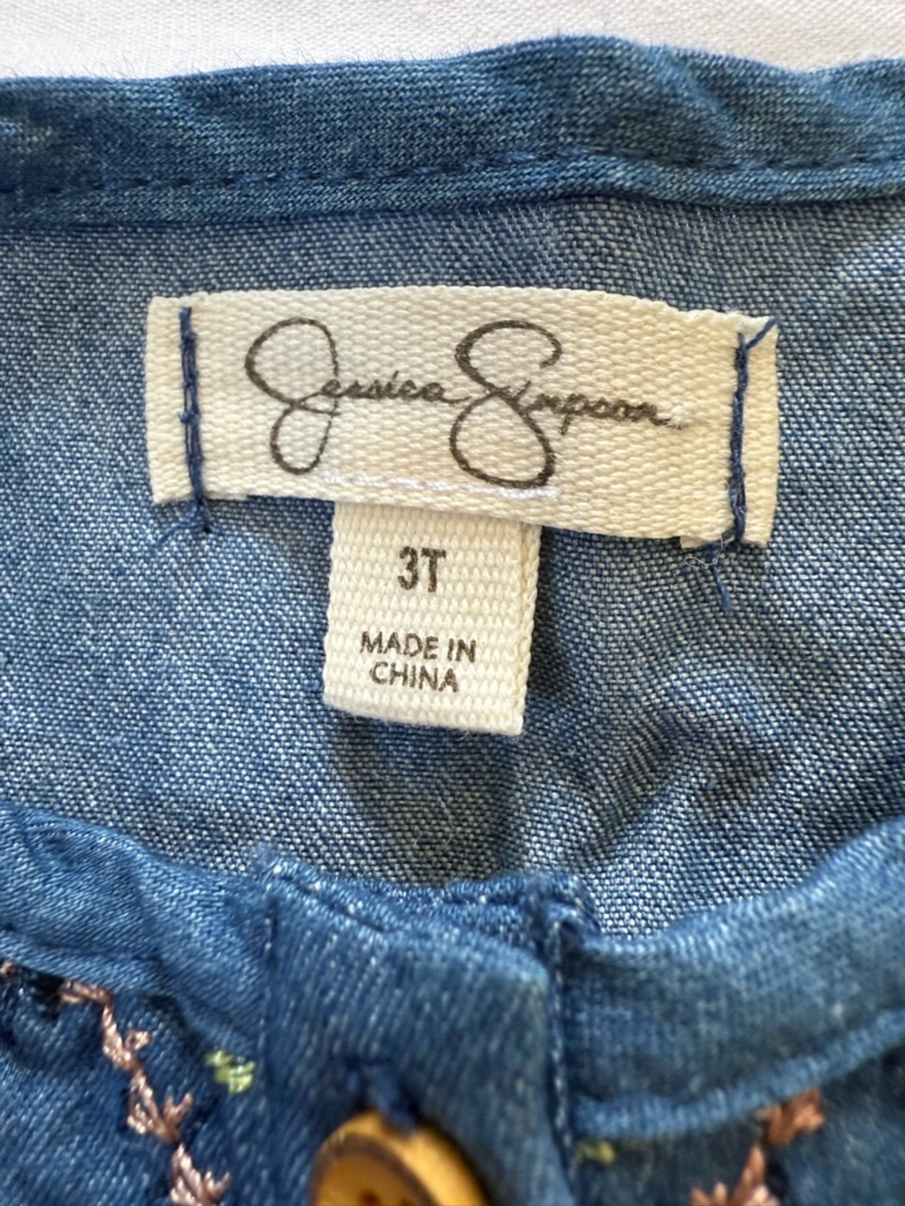 Toddler Girls Denim Romper - Picture 3 of 4